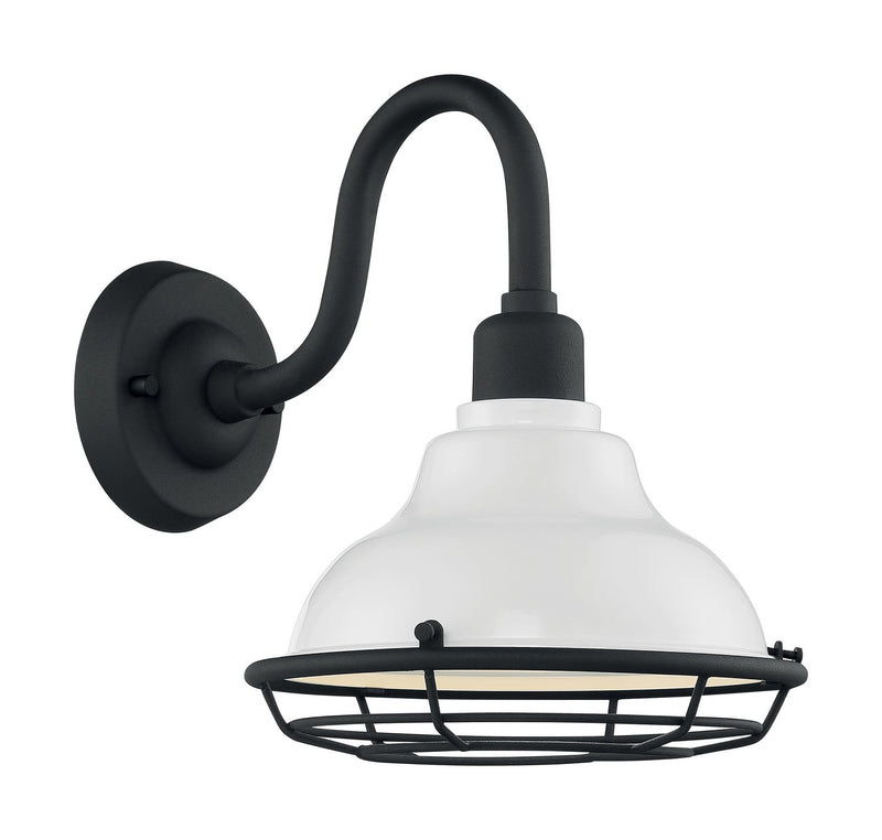 Newbridge 10" Outdoor Wall Sconce in Gloss White and Textured Black