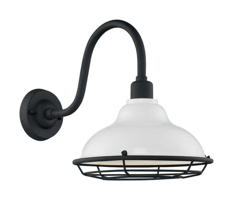 Newbridge 12" Outdoor Wall Sconce in Gloss White and Textured Black