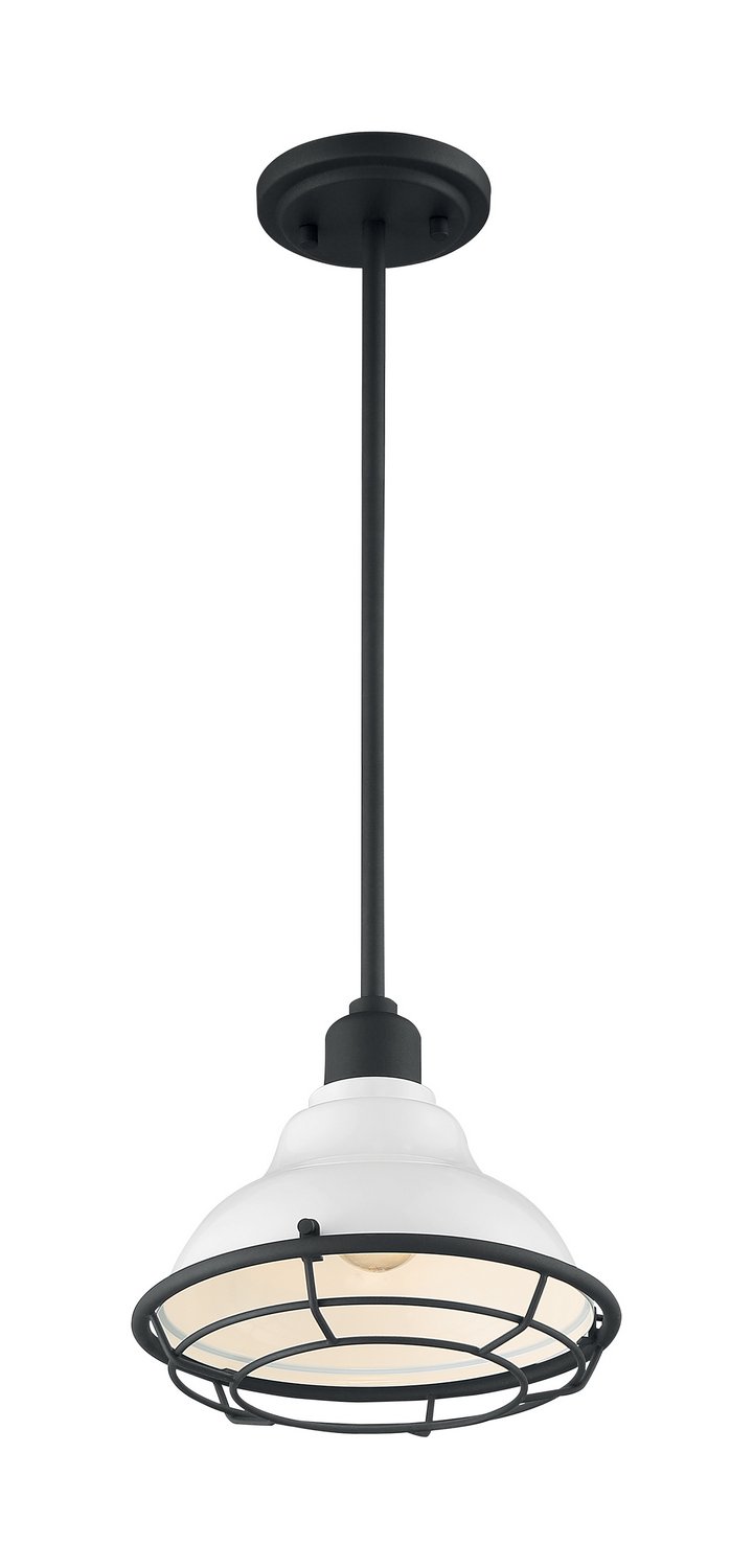 Newbridge 10" Outdoor Pendant in Gloss White and Black