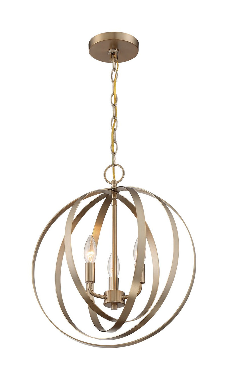 Pendleton 3-Light Chandelier in Burnished Brass