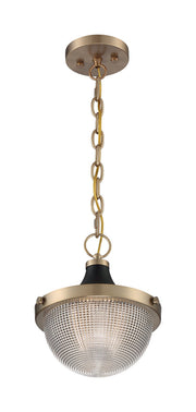 Faro 10" Pendant in Burnished Brass and Black