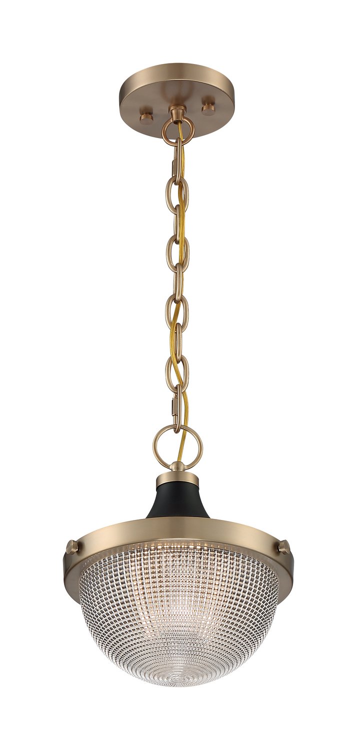 Faro 10" Pendant in Burnished Brass and Black