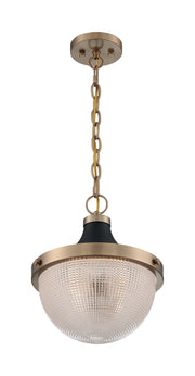 Faro 13" Pendant in Burnished Brass and Black