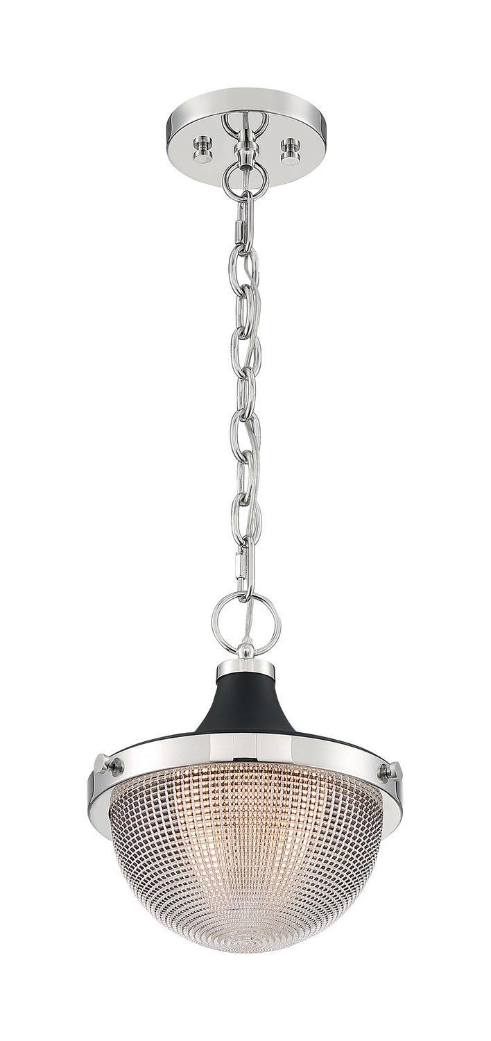 Faro 10" Pendant in Polished Nickel and Black