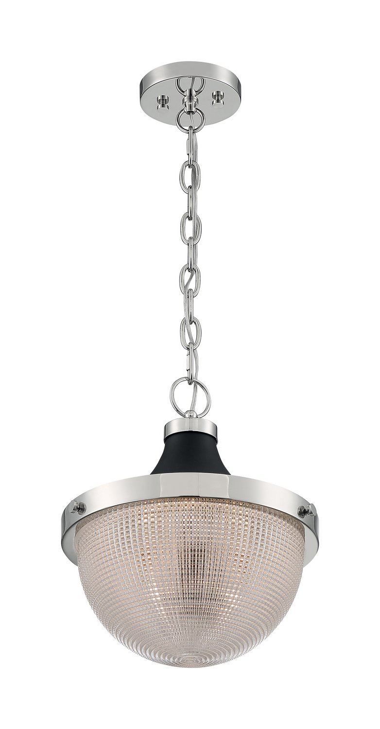 Faro 13" Pendant in Polished Nickel and Black