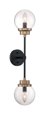 Axis 2-Light Wall Sconce in Matte Black and Brass