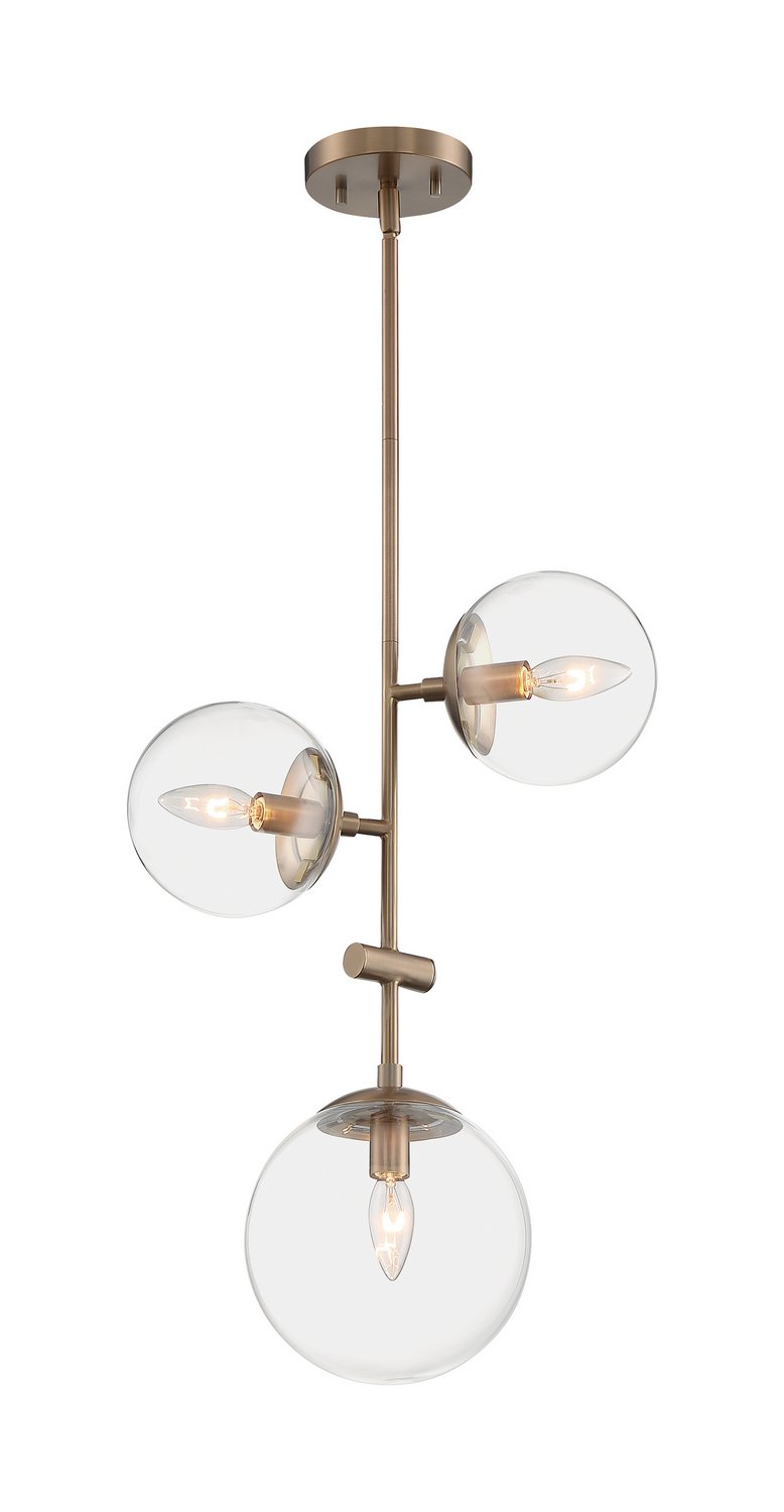 Sky 3-Light Pendant in Burnished Brass
