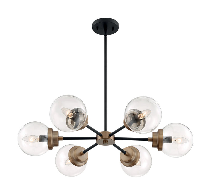 Axis 6-Light Chandelier in Matte Black and Brass