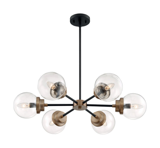 Axis 6-Light Chandelier in Matte Black and Brass