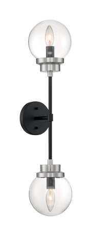 Axis 2-Light Wall Sconce in Matte Black and Brushed Nickel