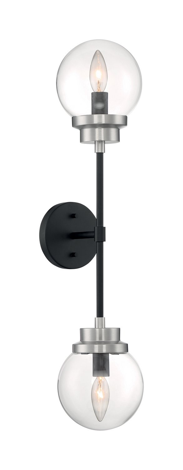 Axis 2-Light Wall Sconce in Matte Black and Brushed Nickel