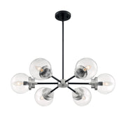 Axis 6-Light Chandelier in Matte Black and Brushed Nickel
