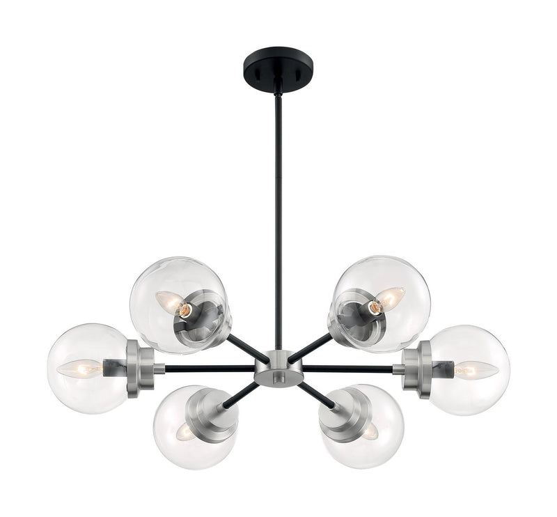 Axis 6-Light Chandelier in Matte Black and Brushed Nickel