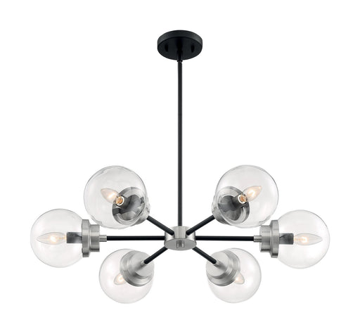 Axis 6-Light Chandelier in Matte Black and Brushed Nickel