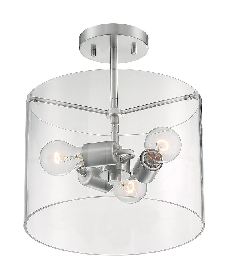 Sommerset 3-Light Semi-Flush Mount in Brushed Nickel
