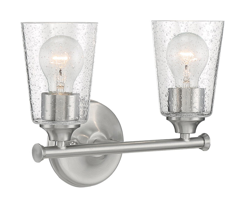 Bransel 2-Light Bath Vanity Light in Brushed Nickel