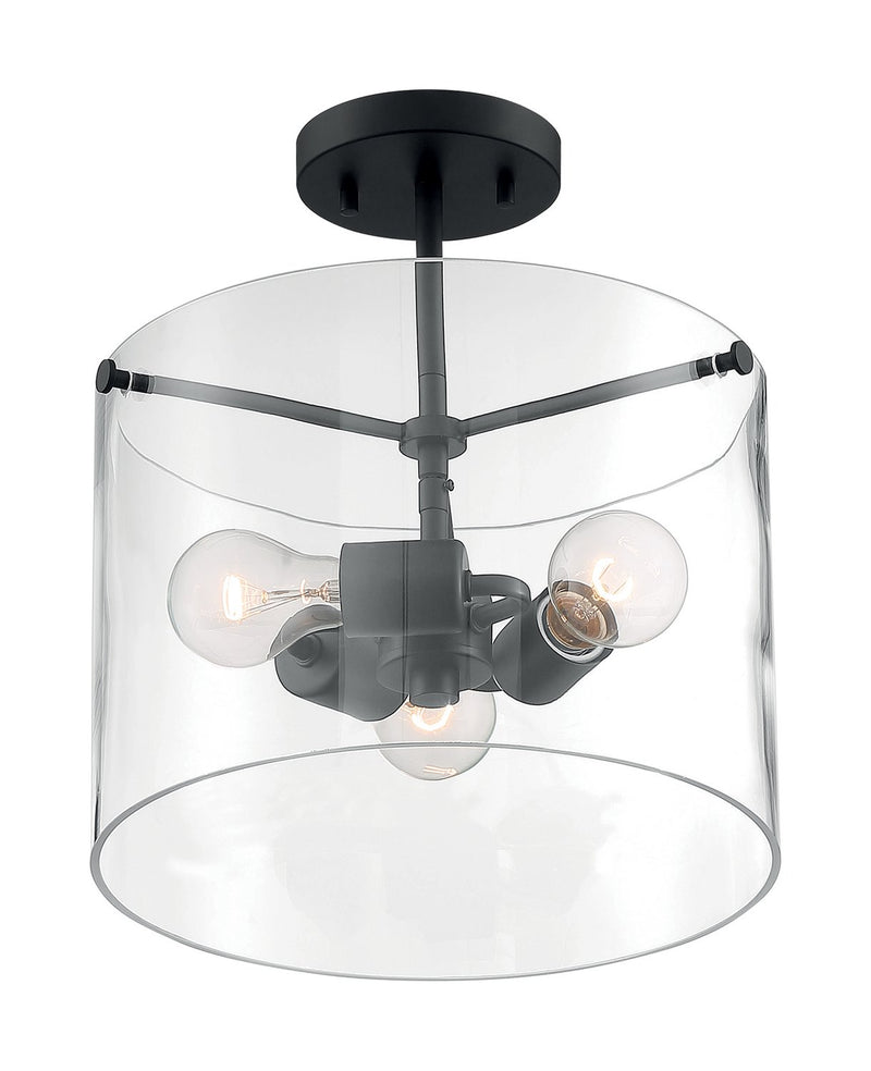 Sommerset 3-Light Semi-Flush Mount in Matte Black