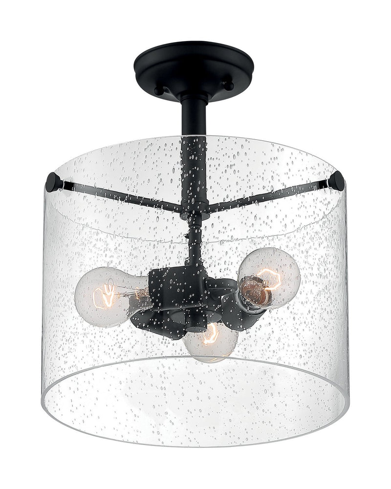 Bransel 3-Light Semi-Flush Mount in Matte Black