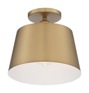 Motif 10" Semi-Flush Mount in Brushed Brass and White