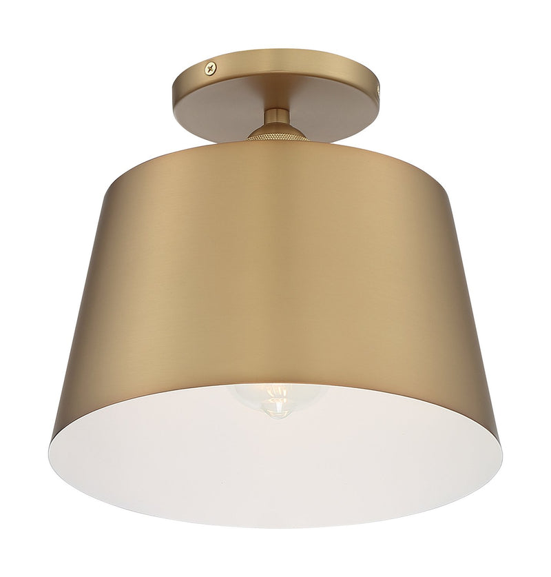 Motif 10" Semi-Flush Mount in Brushed Brass and White