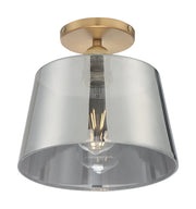 Motif 10" Semi-Flush Mount in Brushed Brass and Smoked Glass