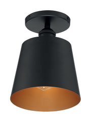 Motif 7" Semi-Flush Mount in Black and Gold