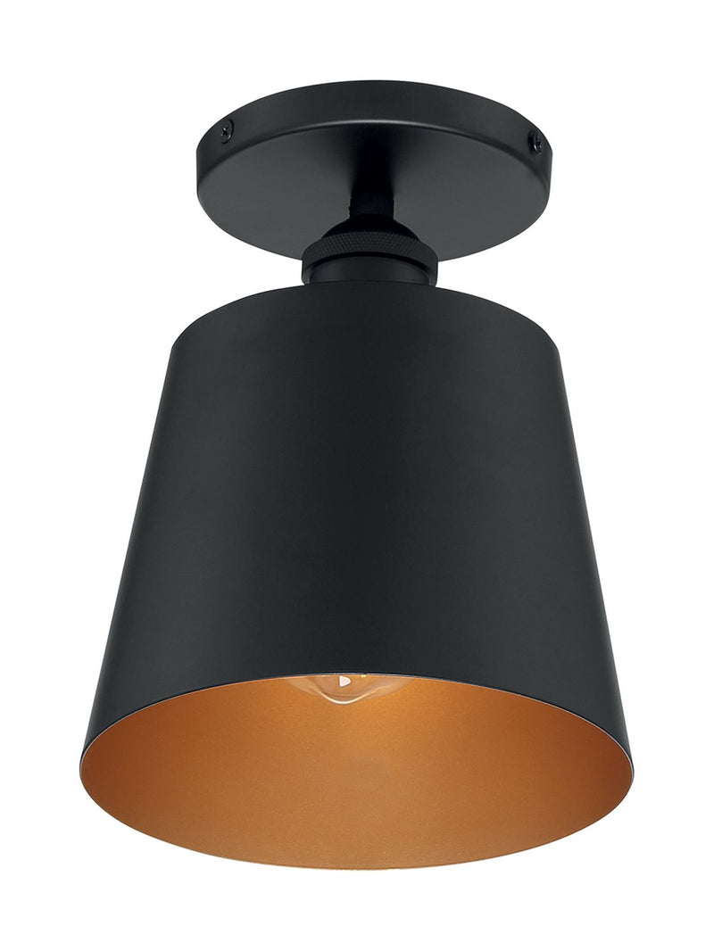 Motif 7" Semi-Flush Mount in Black and Gold