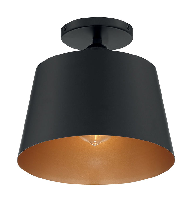 Motif 10" Semi-Flush Mount in Black and Gold
