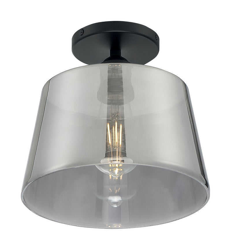 Motif 10" Semi-Flush Mount in Black and Smoked Glass