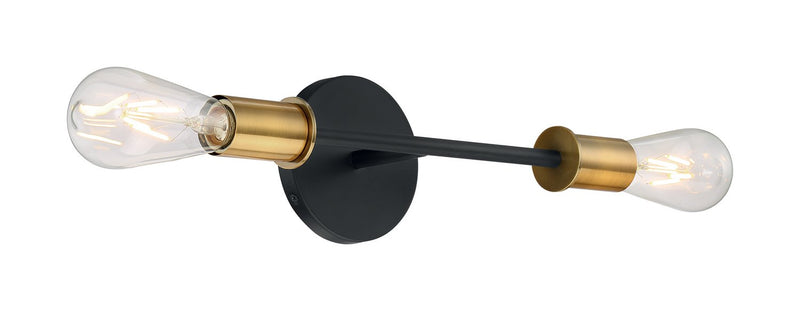 Ryder 2-Light Bath Vanity Light in Black and Brushed Brass