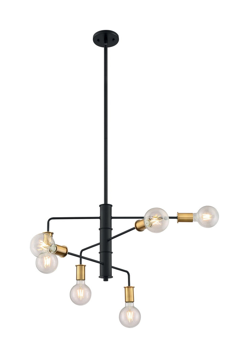 Ryder 6-Light Chandelier in Black and Brushed Brass