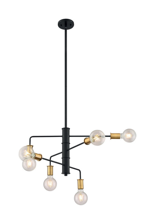 Ryder 6-Light Chandelier in Black and Brushed Brass