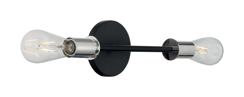 Ryder 2-Light Vertical Bath Vanity Light in Black and Polished Nickel