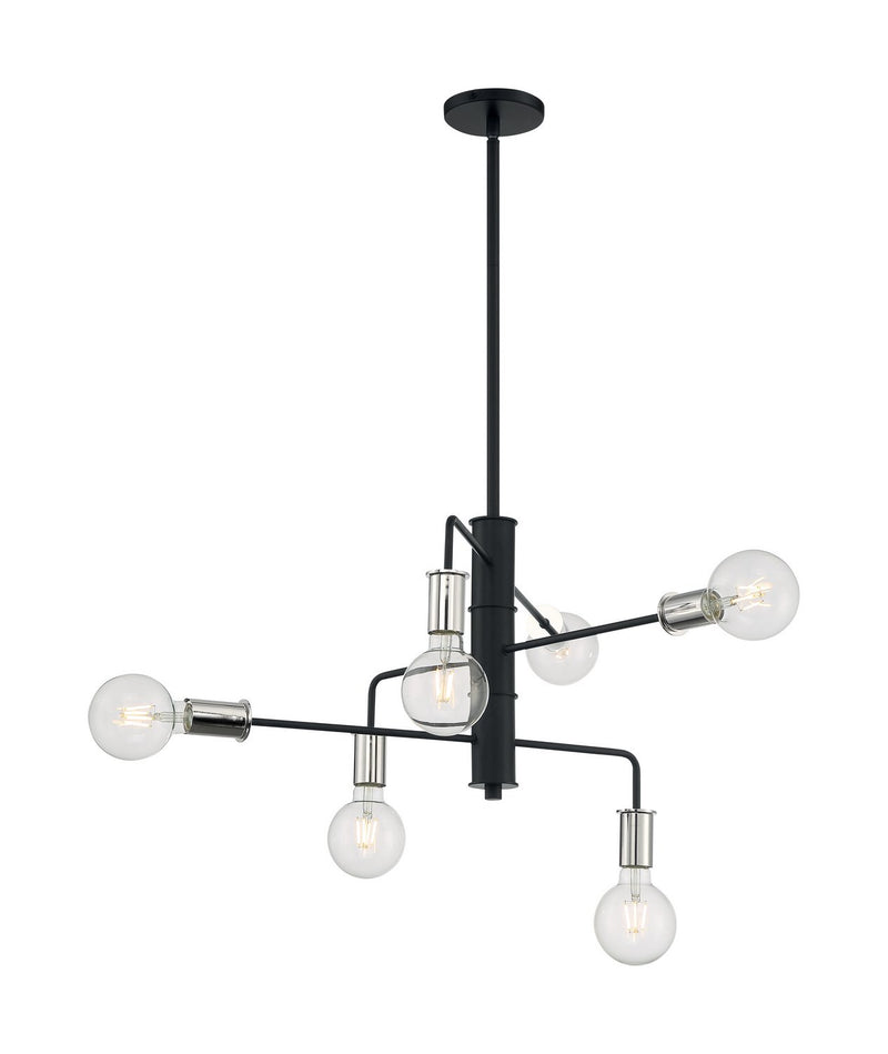 Ryder 6-Light Chandelier in Black and Polished Nickel