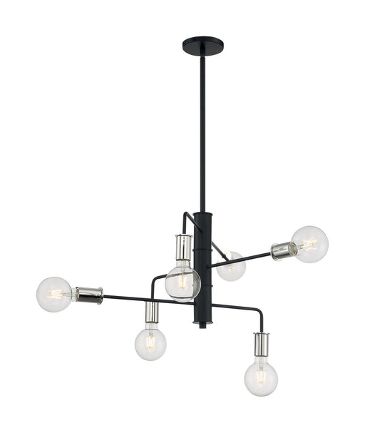 Ryder 6-Light Chandelier in Black and Polished Nickel