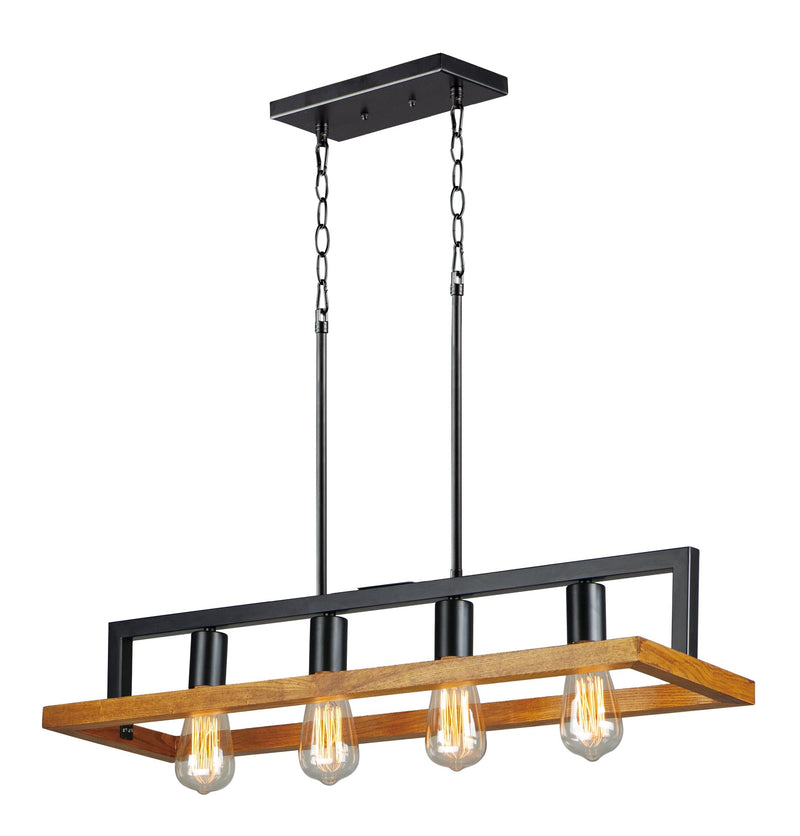 Black Forest 4 Light Linear Chandelier in Black / Ashbury
