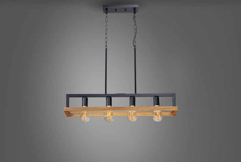 Black Forest 4 Light Linear Chandelier in Black / Ashbury