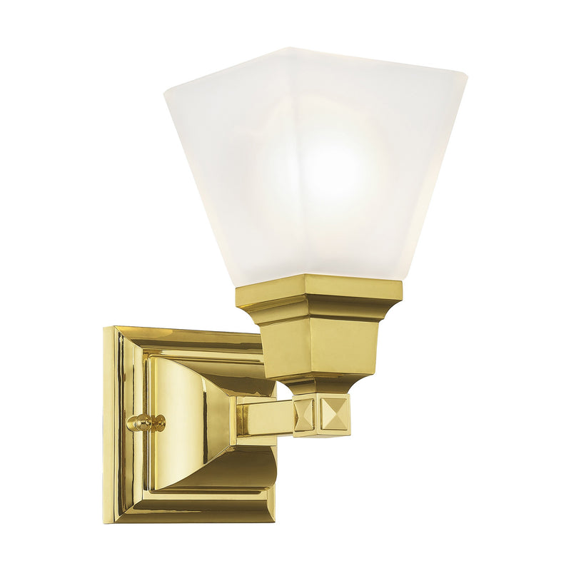 Mission Satin Glass Wall Sconce in Polished Brass