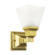Mission Satin Glass Wall Sconce in Polished Brass