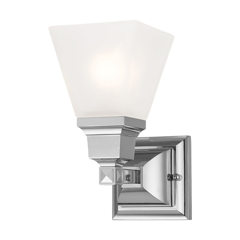 Mission Satin Glass Wall Sconce in Polished Chrome