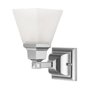 Mission Satin Glass Wall Sconce in Polished Chrome