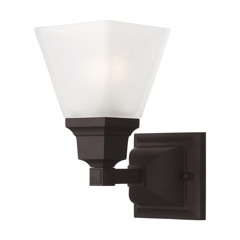 Mission Satin Glass Wall Sconce in Bronze