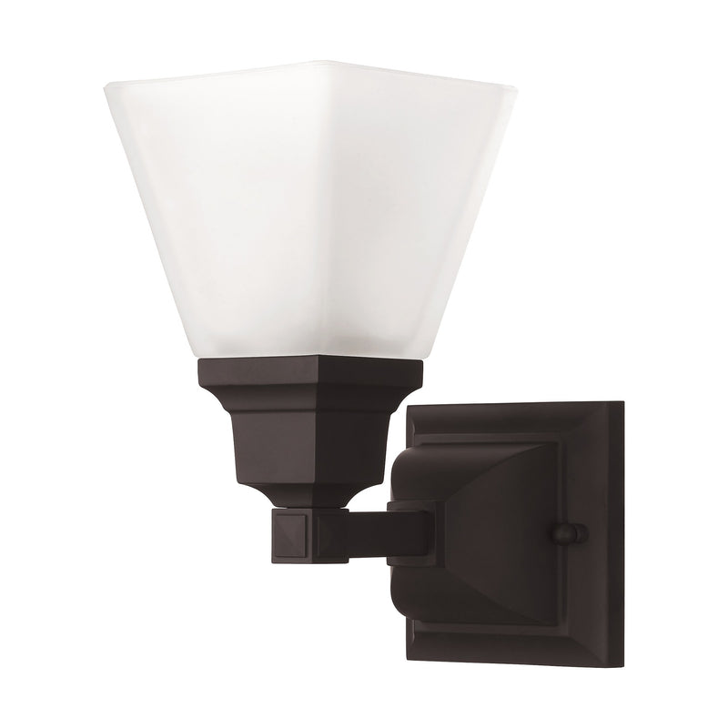 Mission Satin Glass Wall Sconce in Bronze