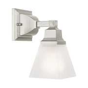 Mission Satin Glass Wall Sconce in Brushed Nickel