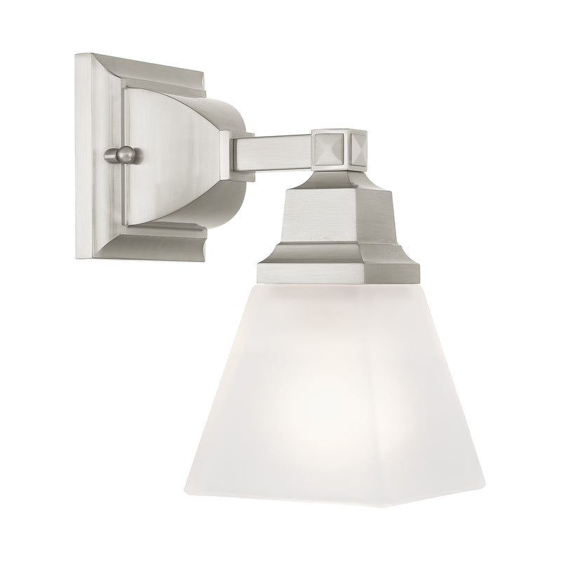 Mission Satin Glass Wall Sconce in Brushed Nickel