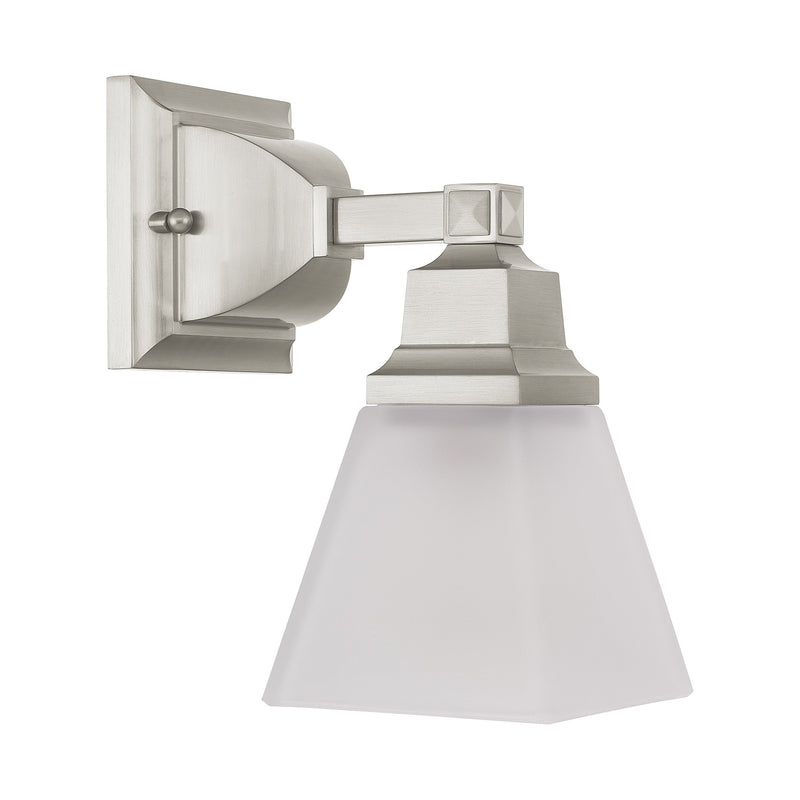 Mission Satin Glass Wall Sconce in Brushed Nickel