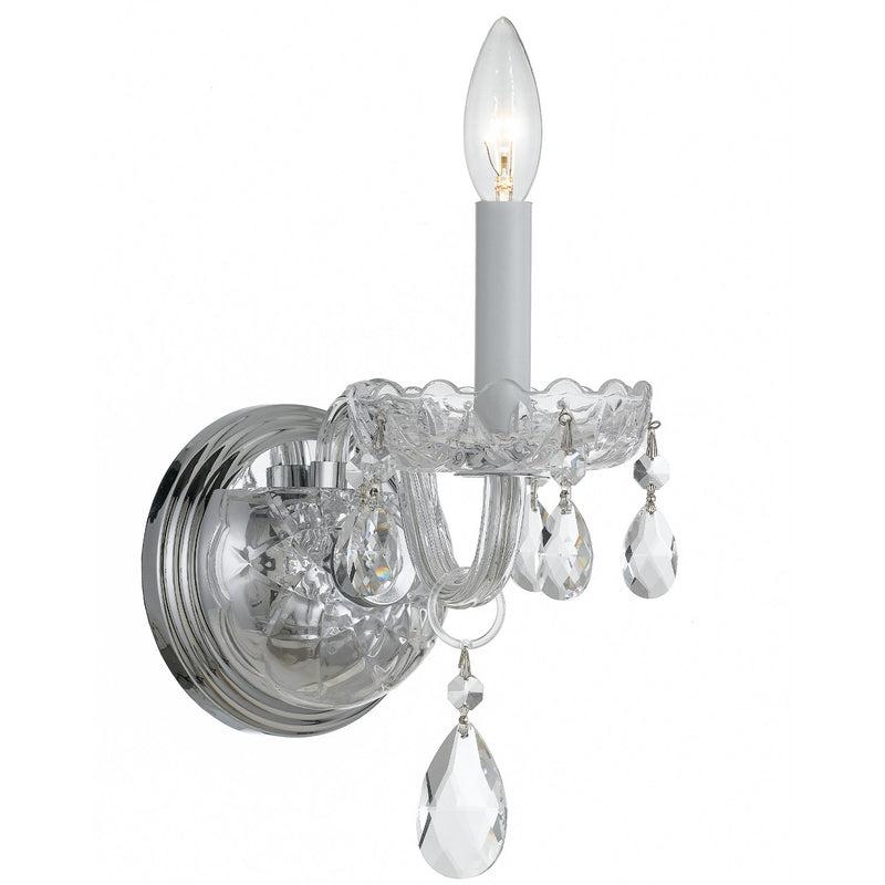 Traditional Crystal 1 Light 5" Sconce in Polished Chrome