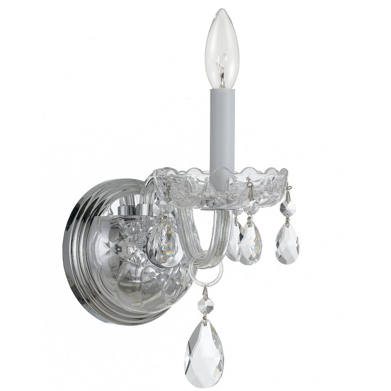 Traditional Crystal 1 Light 5" Sconce in Polished Chrome