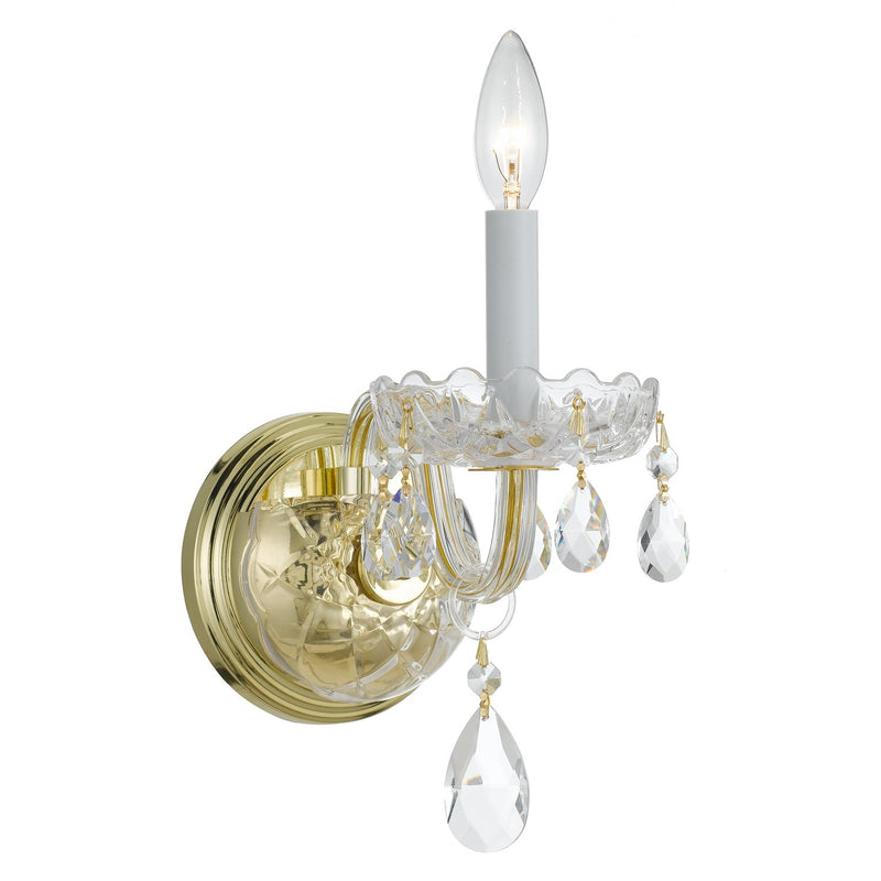 Traditional Crystal 1 Light 5" Sconce in Polished Brass