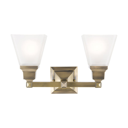 Mission 2-Light Bath Vanity Light in Antique Brass